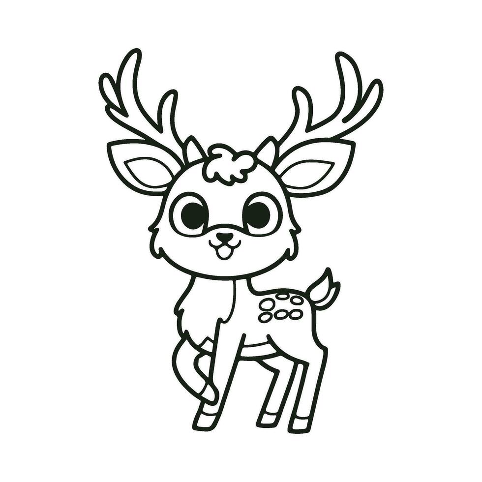 Colouring page outline of cute deer vector