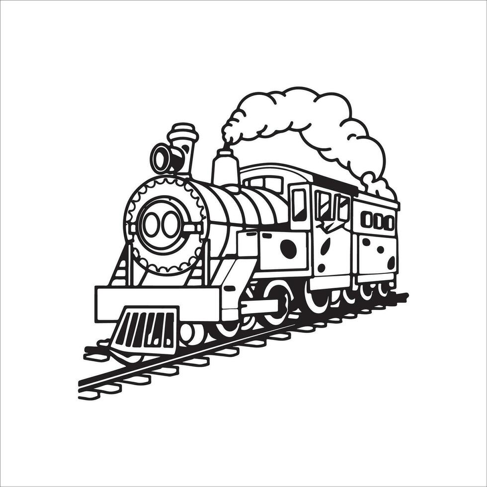 Vector coloring book electric train