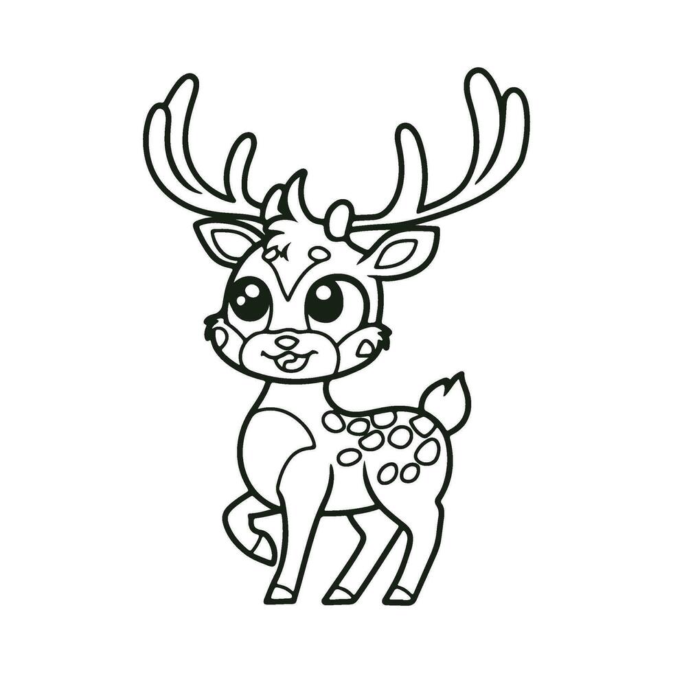 Colouring page outline of cute deer vector