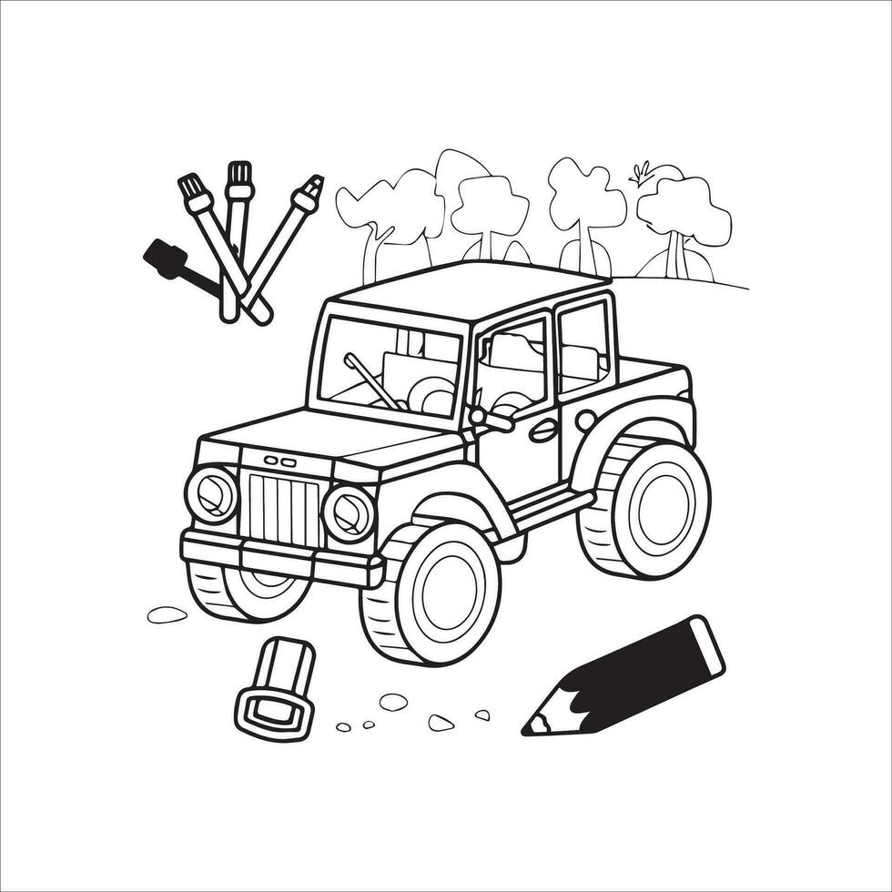 Vector illustration of vehicle colouring page outline