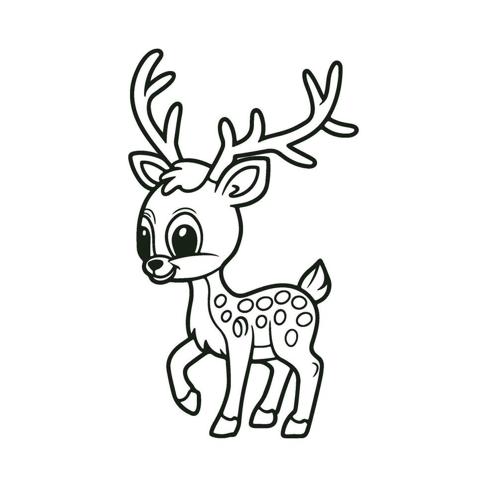 Colouring page outline of cute deer vector