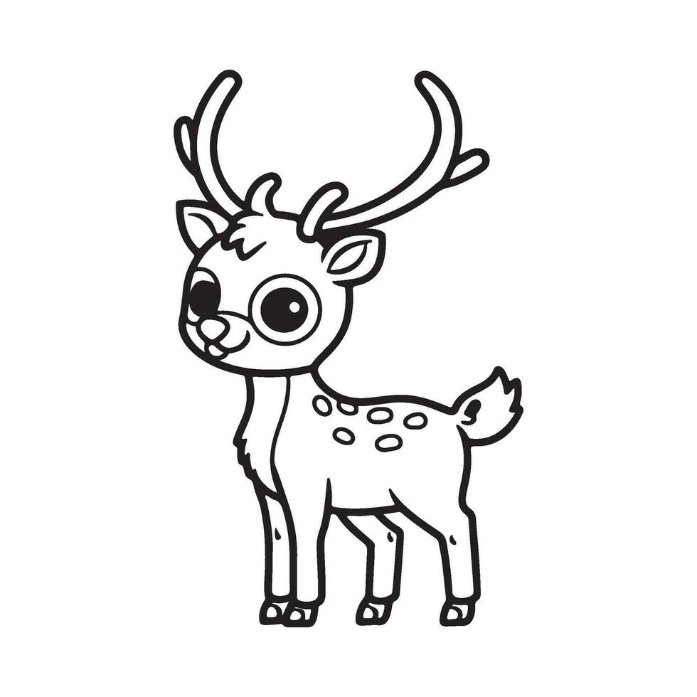 Colouring page outline of cute deer vector