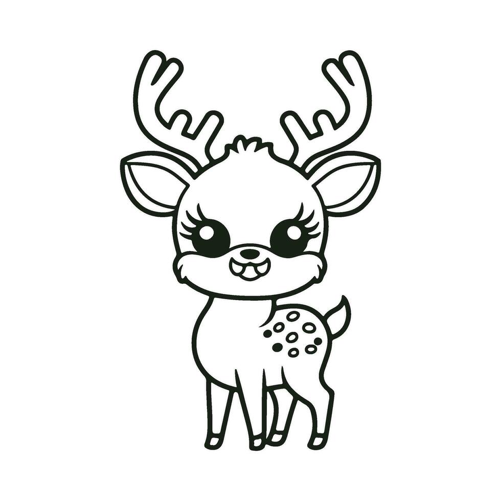 Colouring page outline of cute deer vector