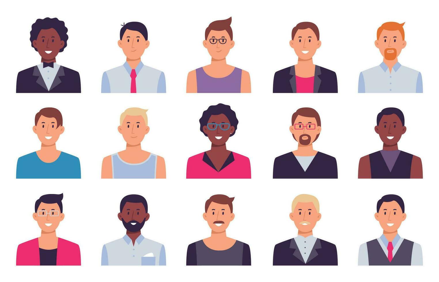 Men avatars. Male set person, collection guy character vector