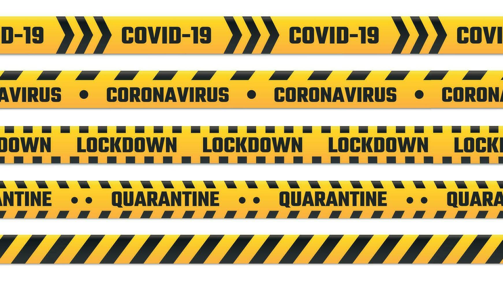 cuarentena rayas, amarillo cinta para borde. advertencia cordón para codicioso 19 brote, coronavirus enfermedad vector