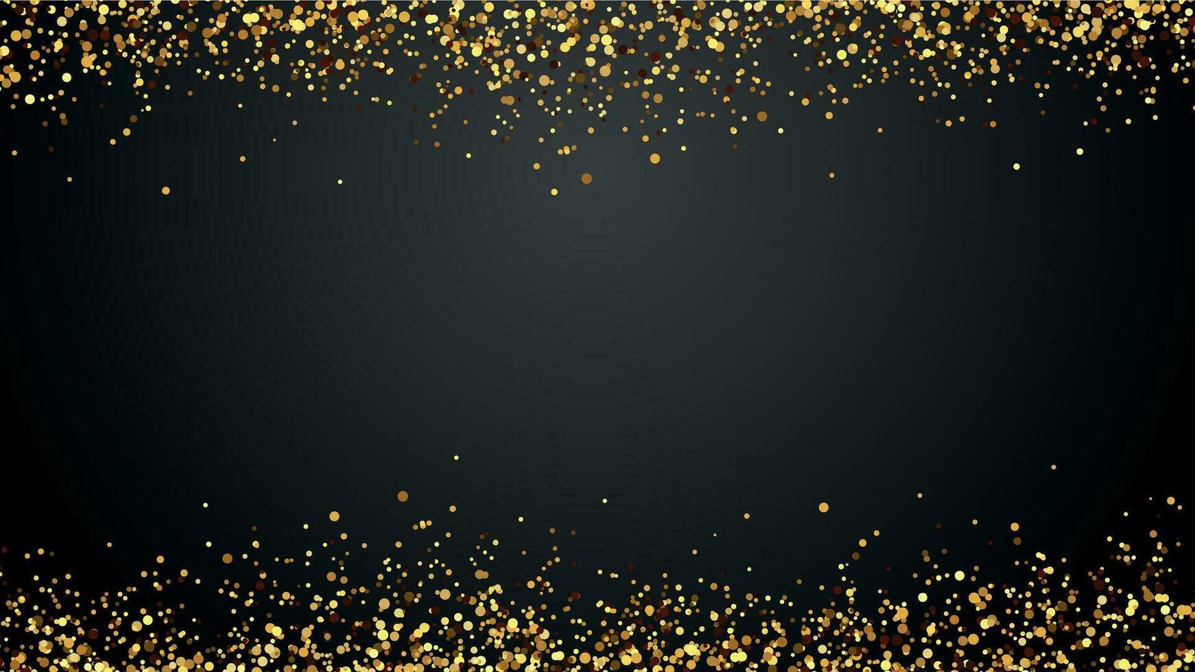 Golden confetti border background. Falling sparkling golden dust. Glittering bright decoration for celebration vector