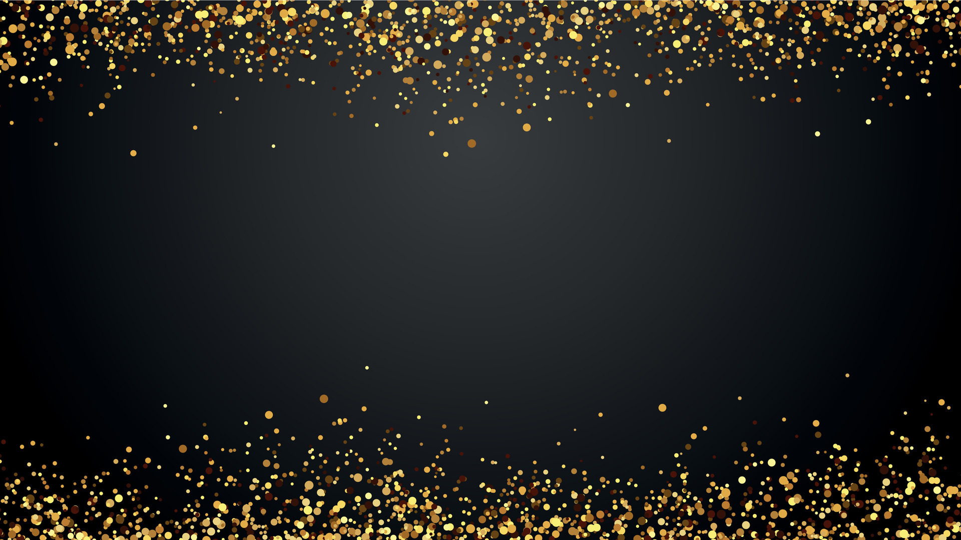 Golden confetti border background. Falling sparkling golden dust