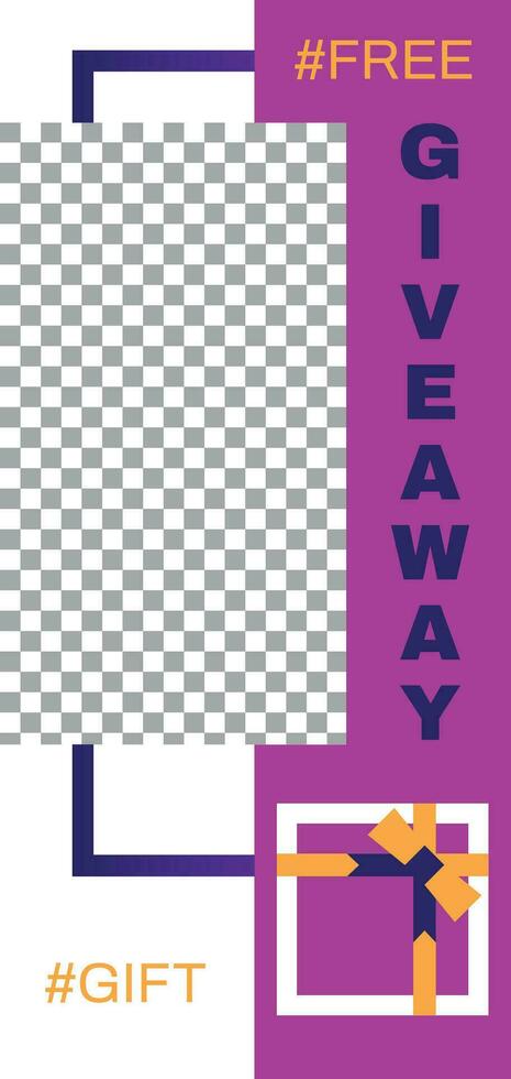 Giveaway story. Abstract geometrical social media story template vector