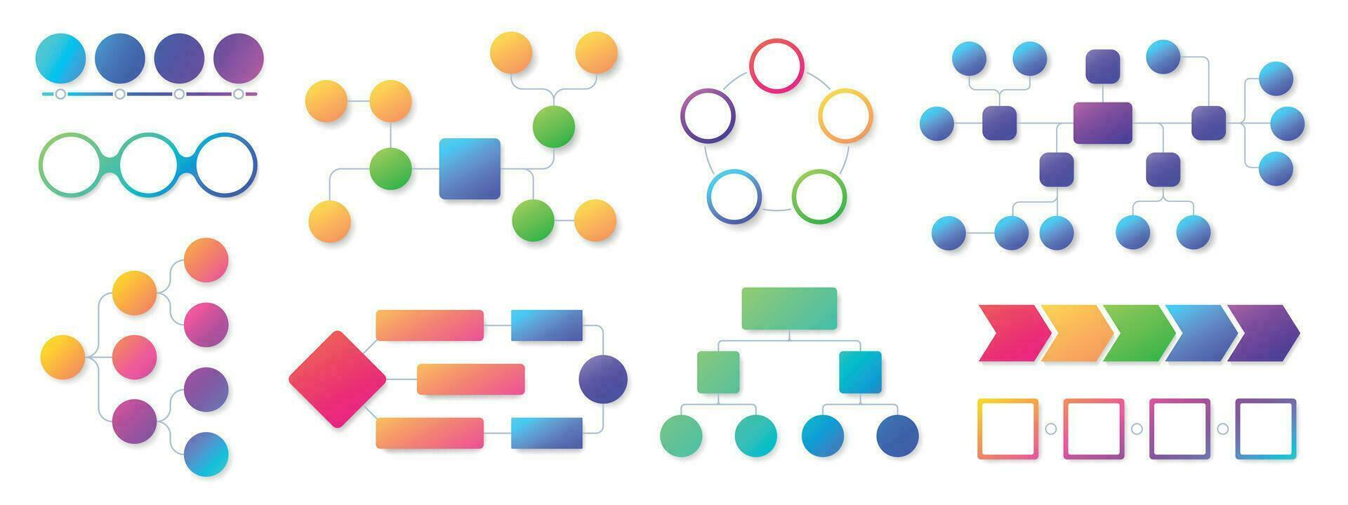 presentación diagrama de flujo flujo de trabajo partes esquema, negocio fluir cartas y fluido ideas gráfico infografia aislado vector conjunto