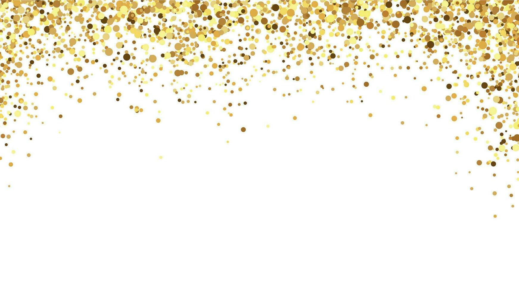 Golden confetti background. Sparkling and shiny tinsel decoration for event celebration. Bright festive pieces vector