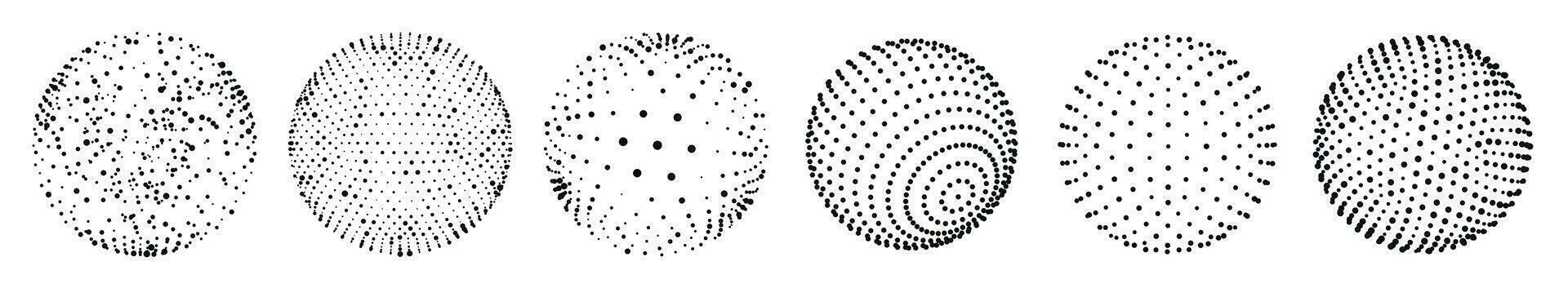 Abstract 3D dots sphere. Vector of set