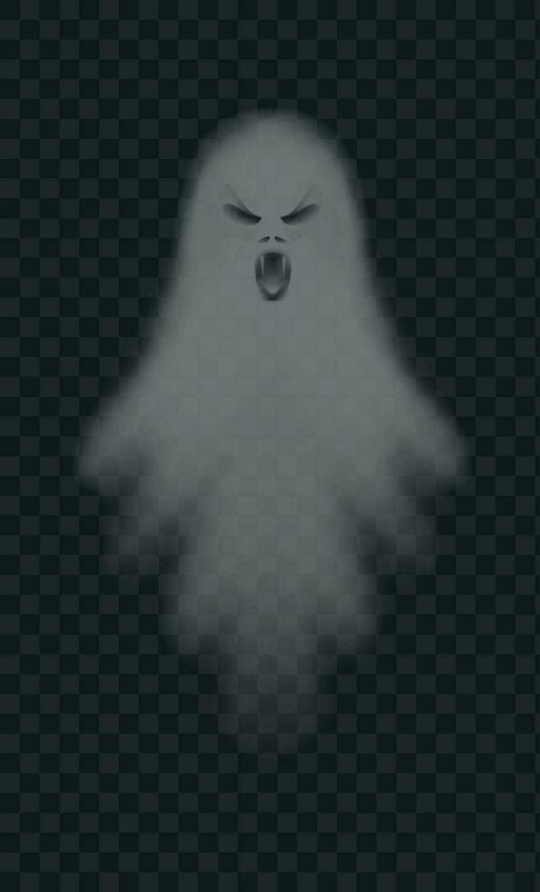 Realistic scary ghost. Isolated vector ghost and poltergeist