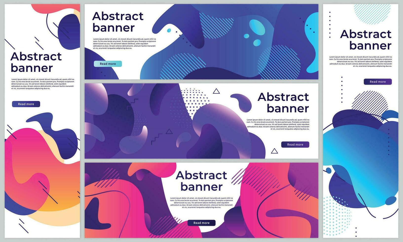 Abstract gradient banners. Gradient fluid flye colored vector