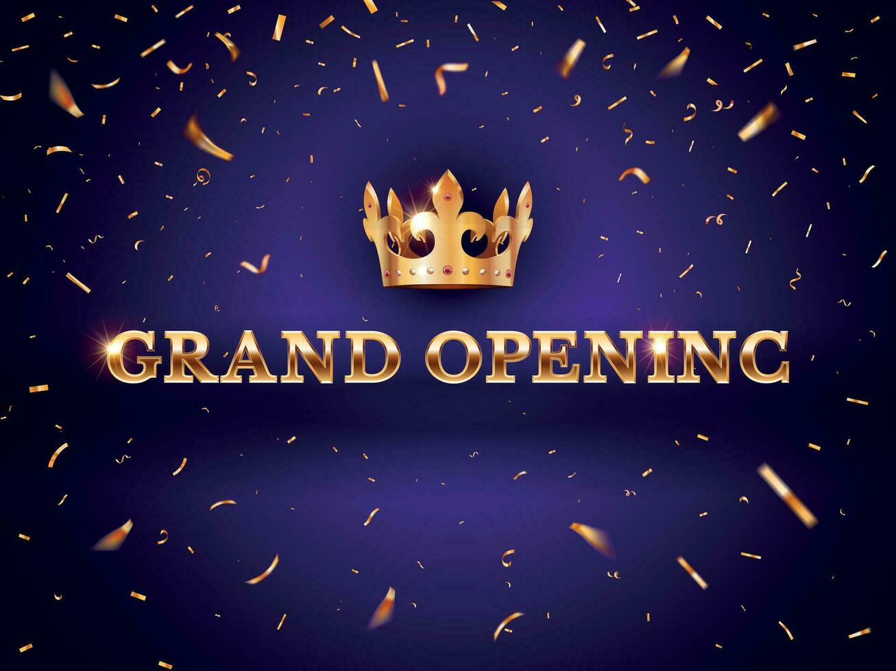 Grand opening banner. Elegant promotional invitation cards, shiny design grand celebration. Ceremony presentation open day vector concept.