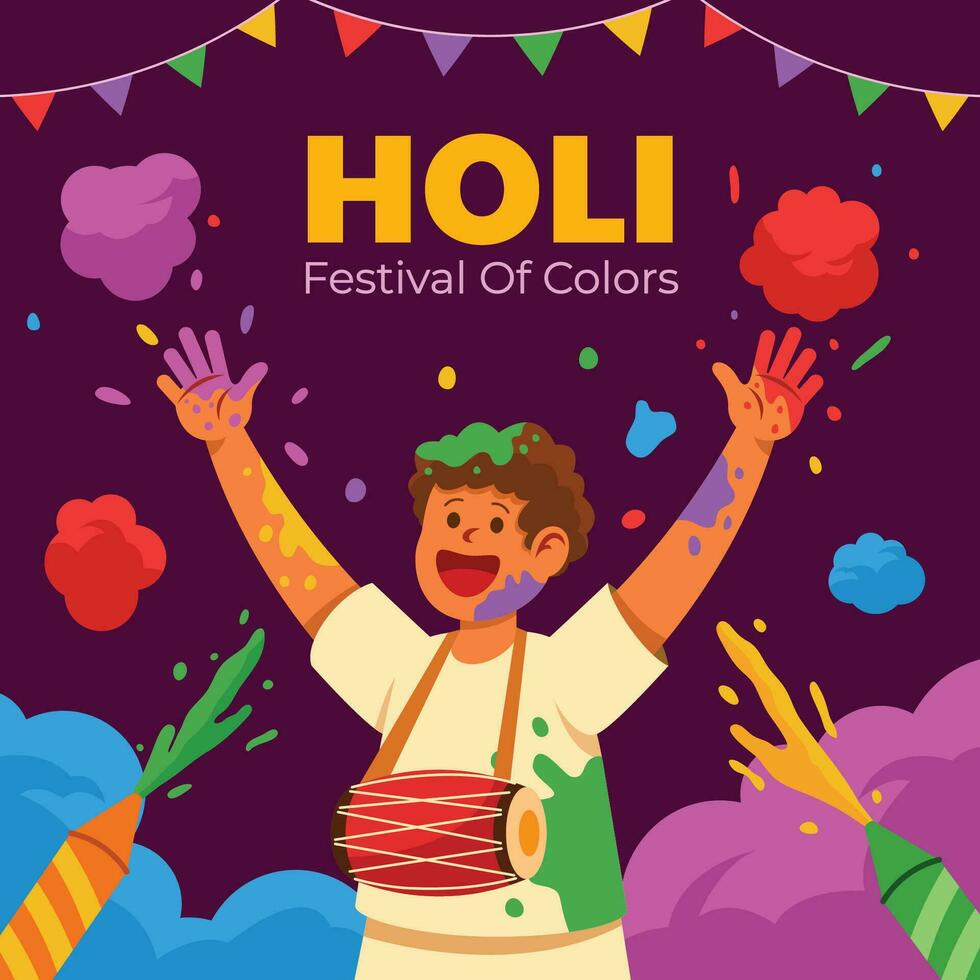 Celebrating Holi Festival vector