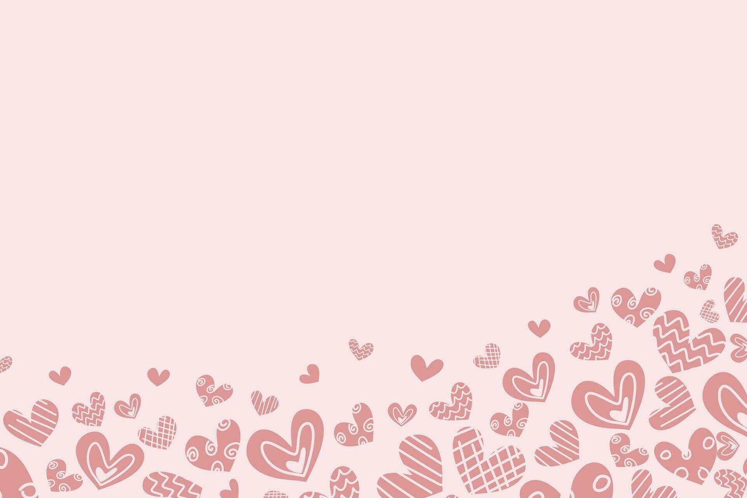 Pink heart doodle pattern background vector