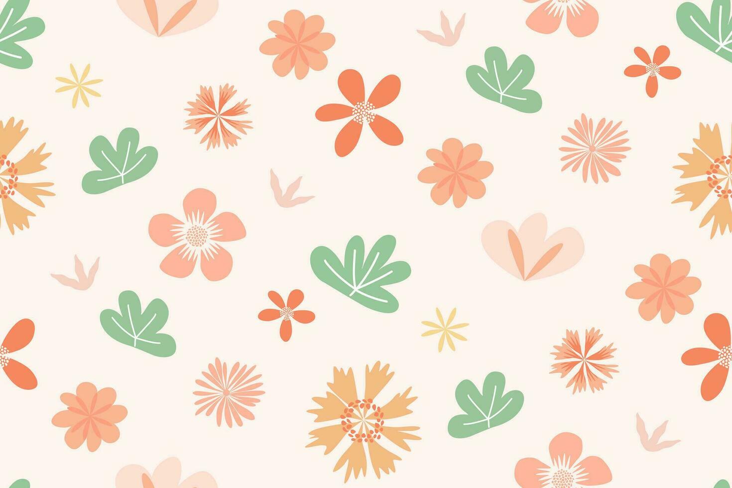 mínimo flor modelo sin costura garabatear. melocotón naranja color con hoja vector ilustración