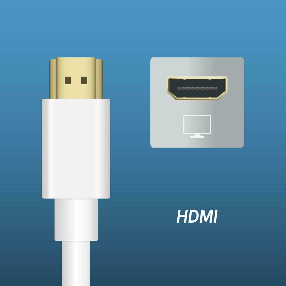 blanco color hdmi Puerto conexión cable digital vídeo Puerto estándar vector ilustración en azul antecedentes. eps10 vector.