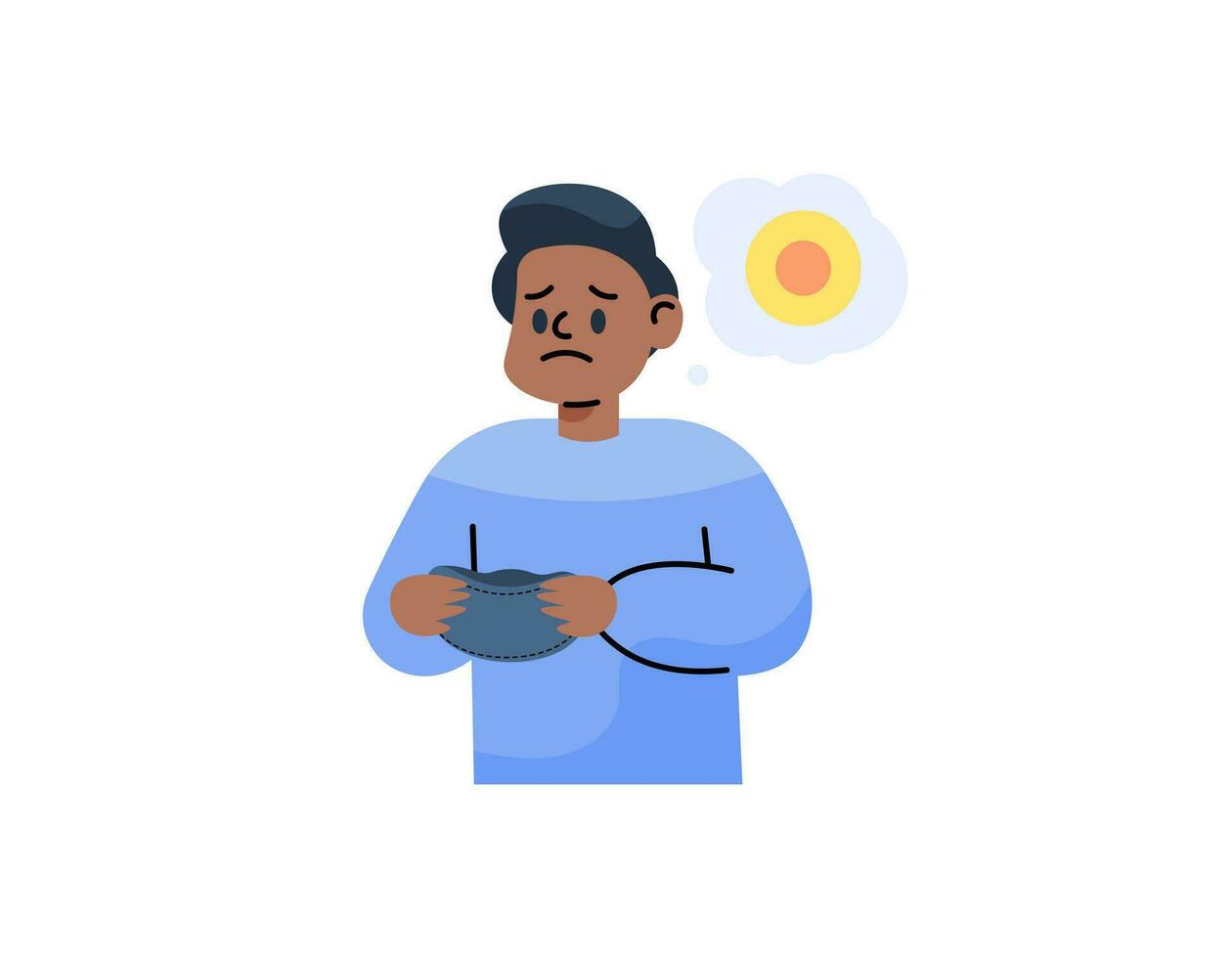 illustration of a man sad because he has no money. chase. the money in the wallet is gone. running out or not having money. Financial Problem. flat or cartoon style illustration design. graphic vector
