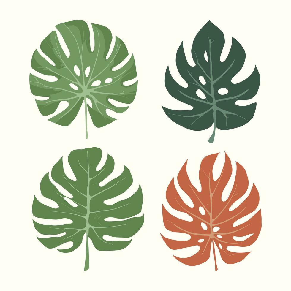 tropical vector hojas. acuarela floral ilustración. conjunto de exótico hojas. palma hojas