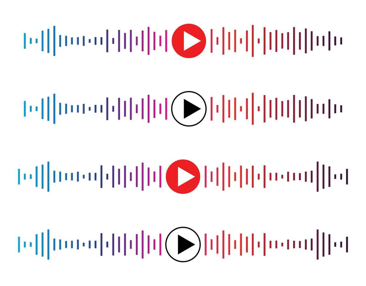 Sound wave icon, podcast player interface, music symbol, sound wave, loading progress bar and buttons. vector