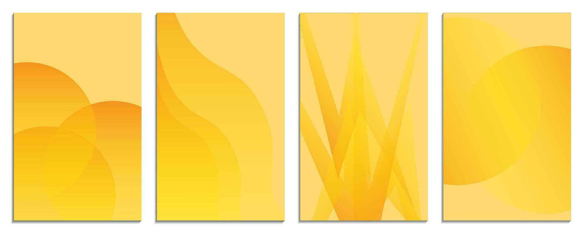 Set of abstract backgrounds in orange and yellow colors. Vector illustration.