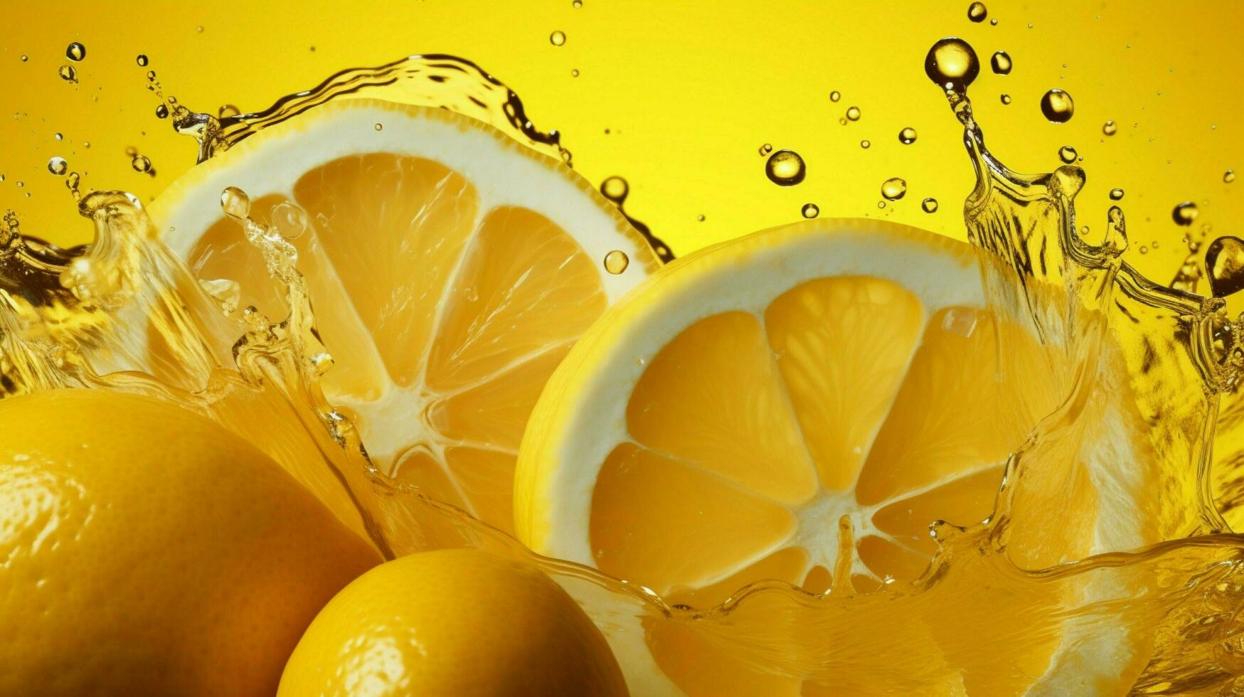 AI generated Lemon yellow color splash background photo