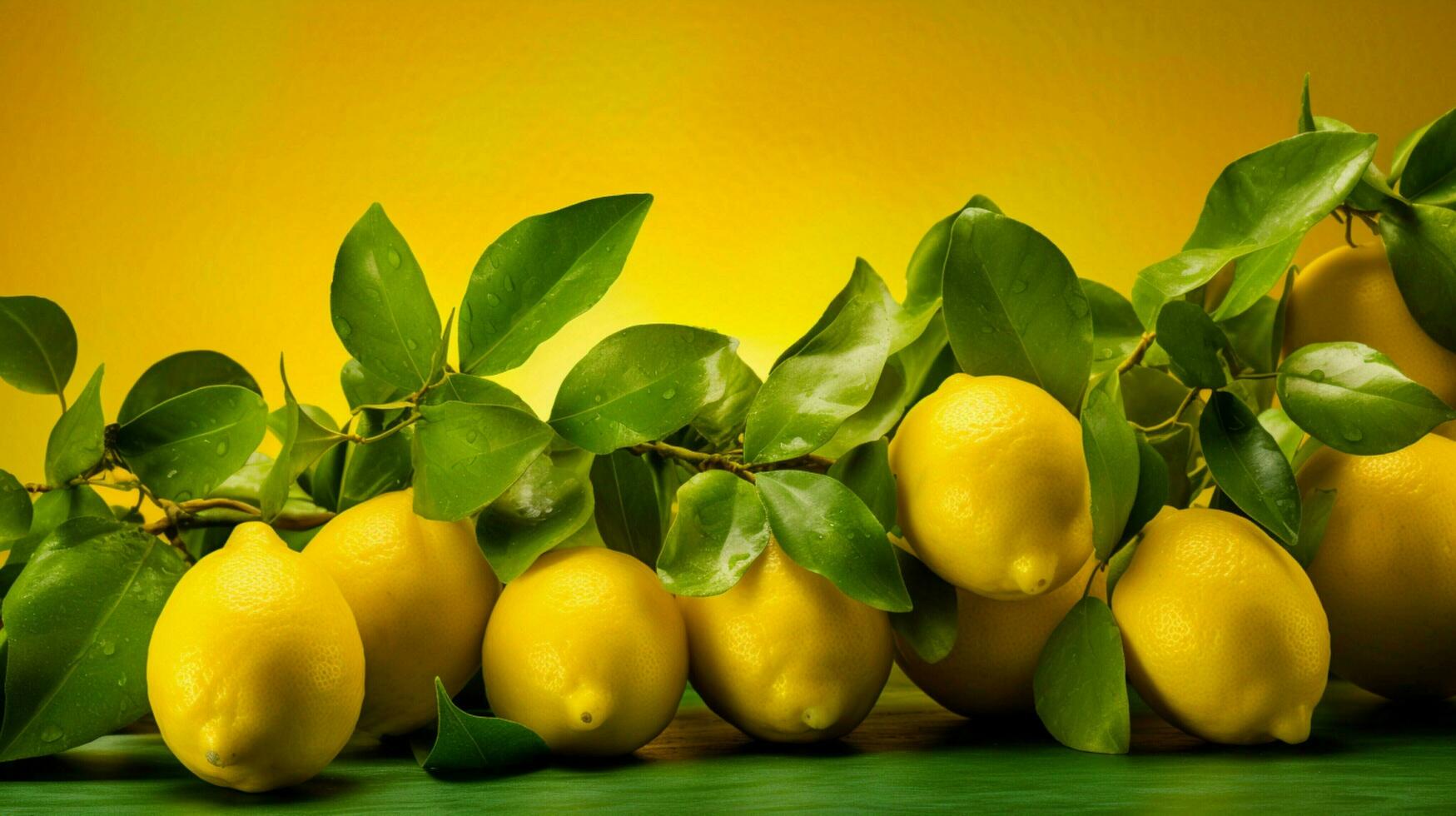 AI generated Lemon yellow background photo
