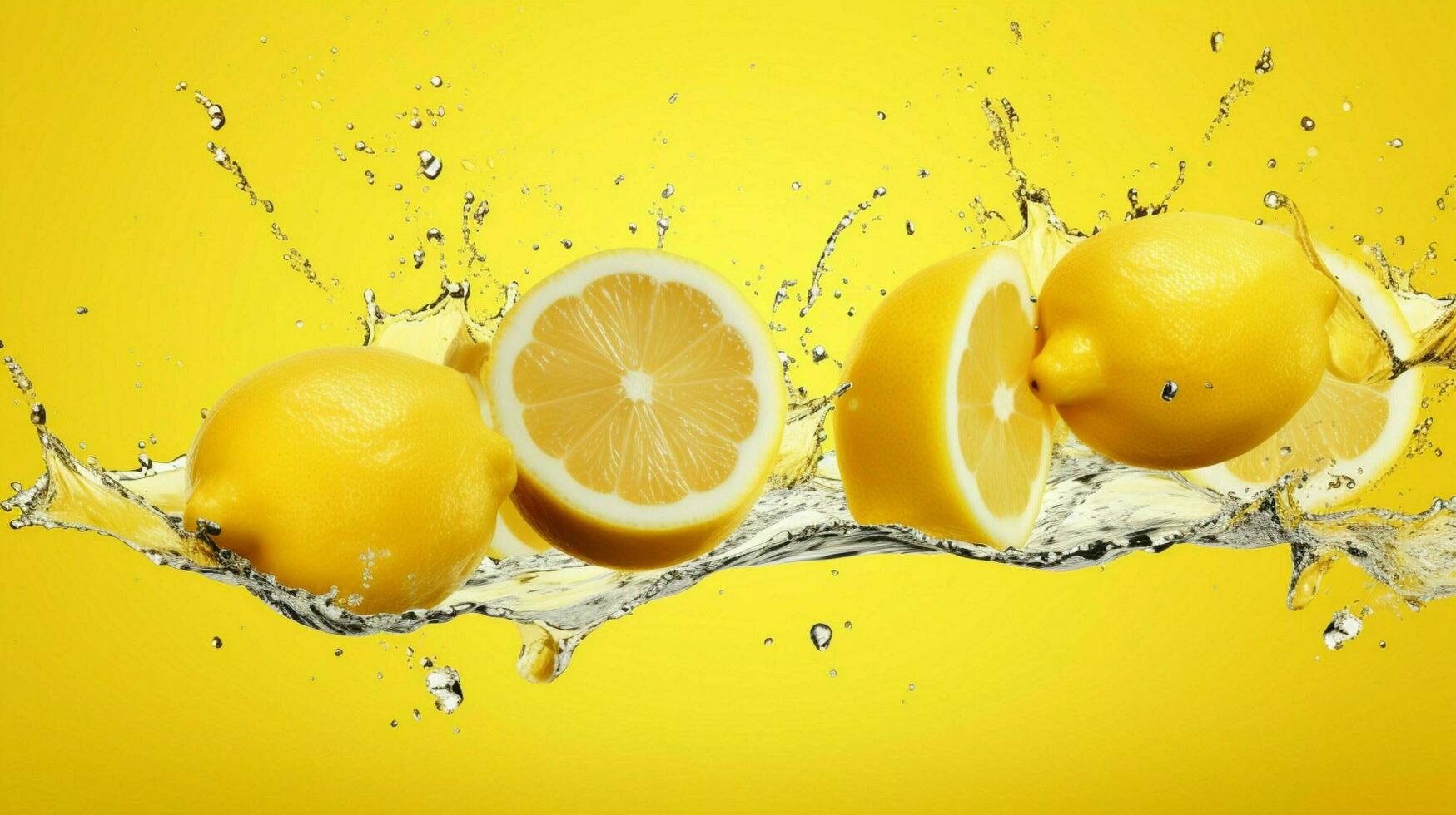 AI generated Lemon yellow color splash background photo