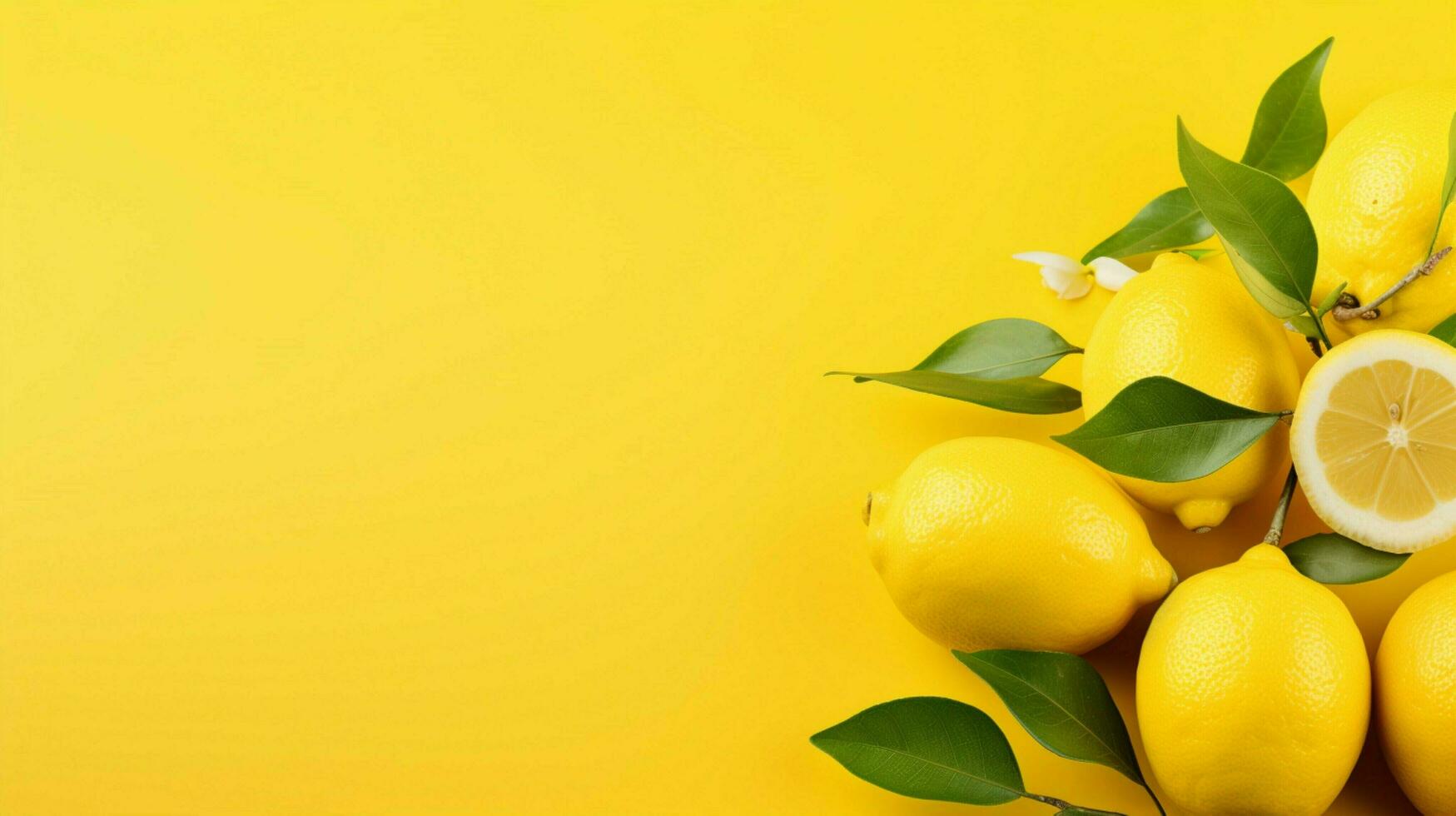 AI generated Lemon yellow background photo