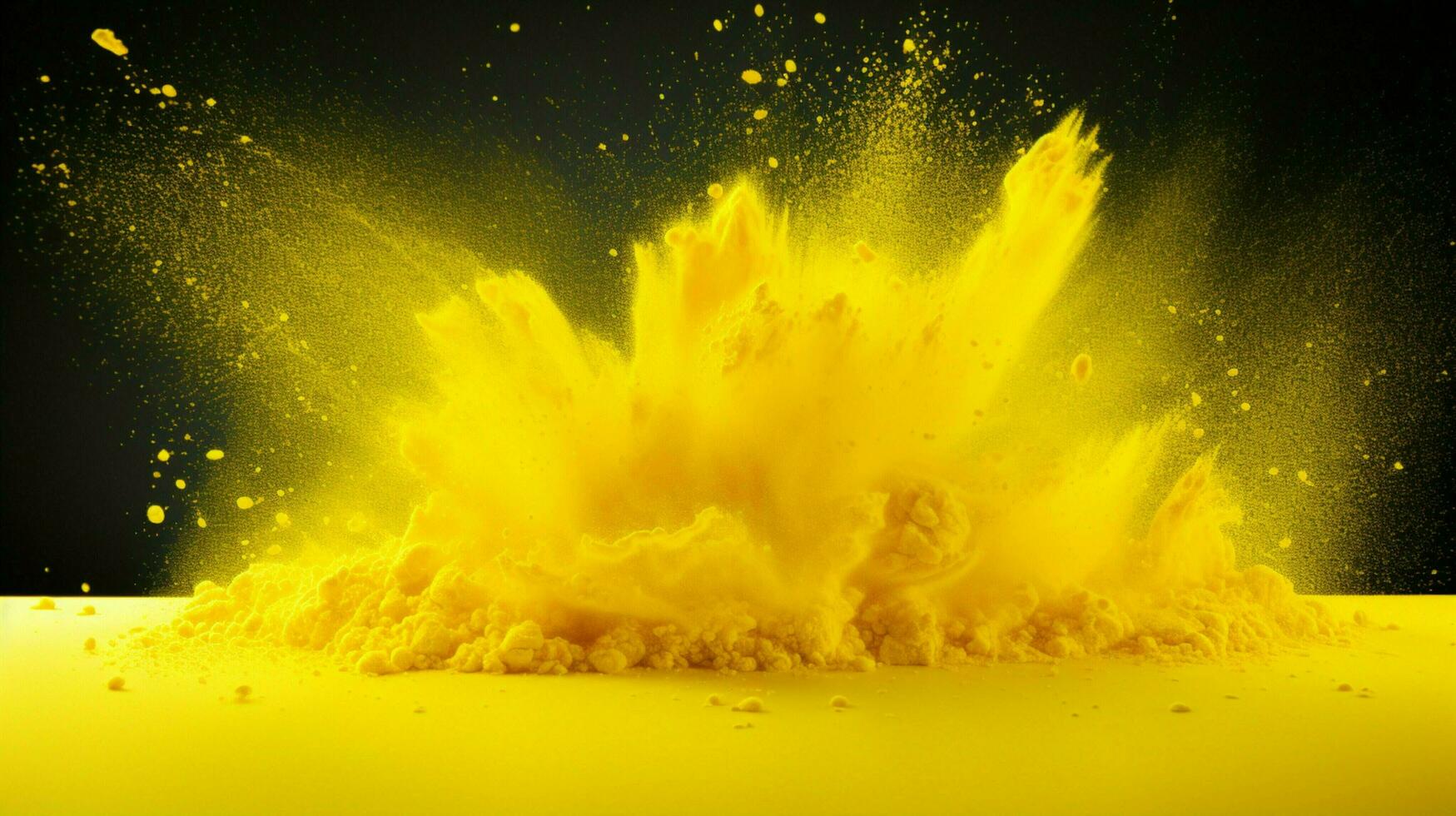 AI generated Lemon yellow color powder splash background photo