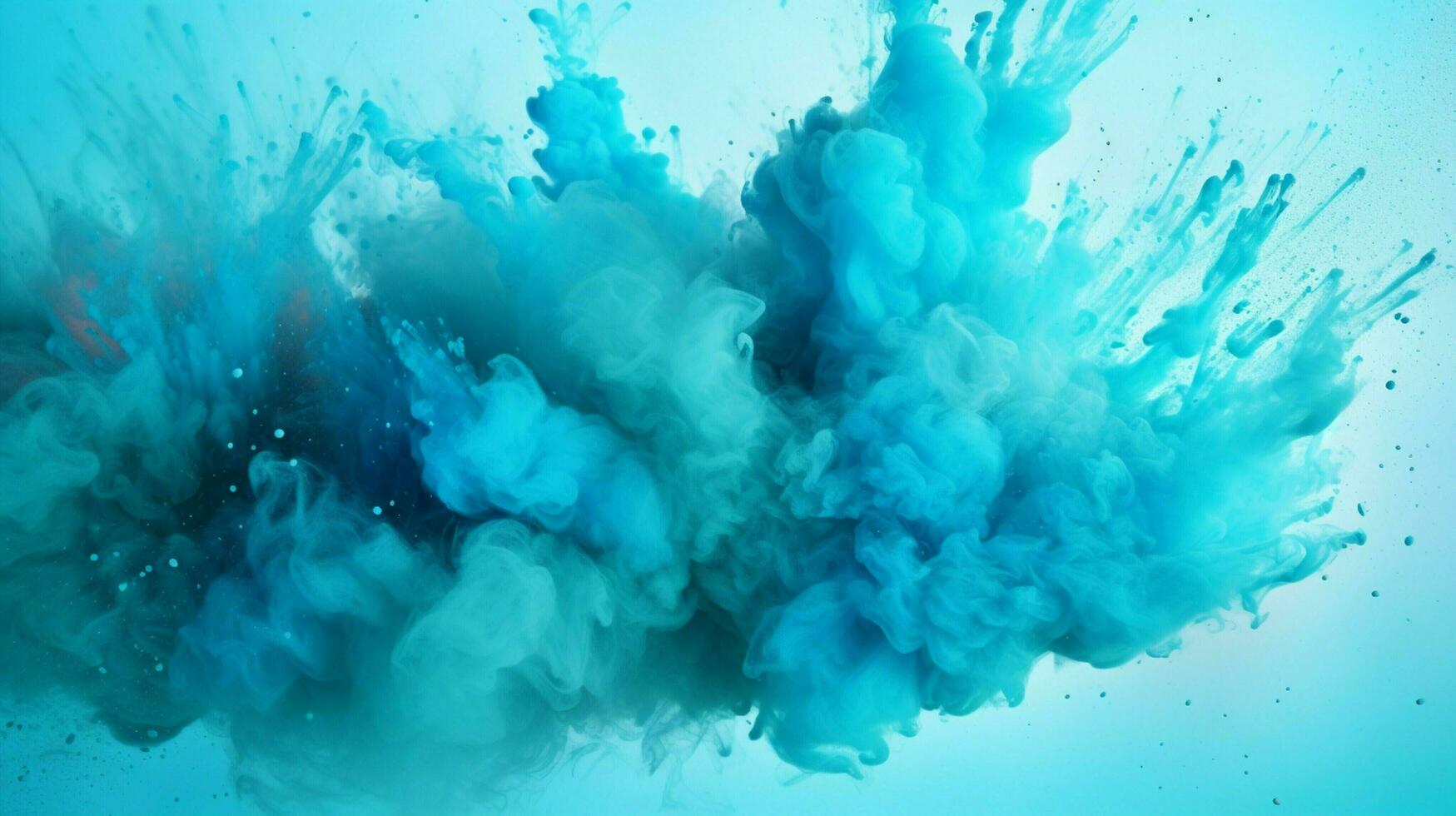 AI generated Cyan color powder splash background photo