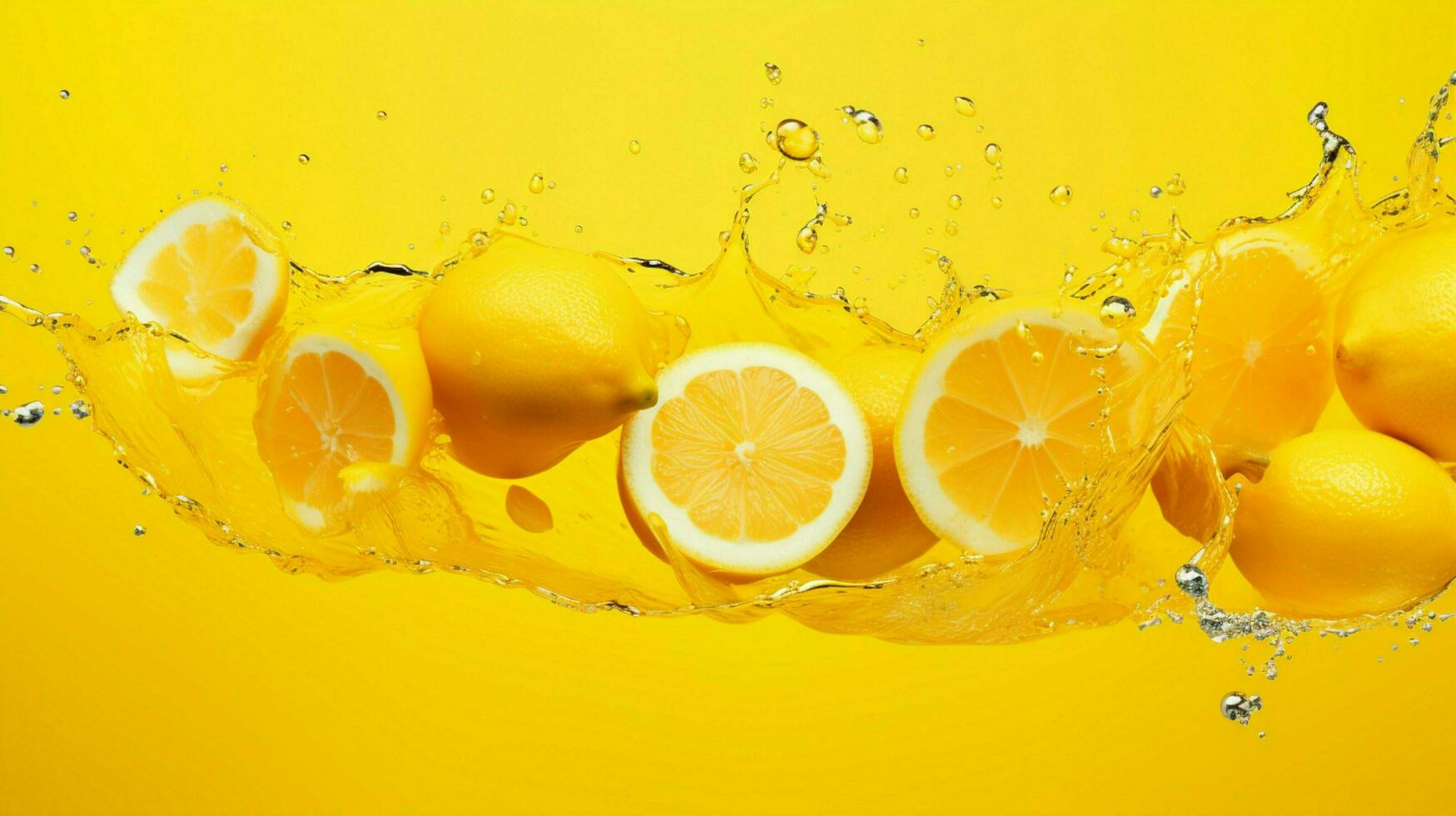 AI generated Lemon yellow color splash background photo