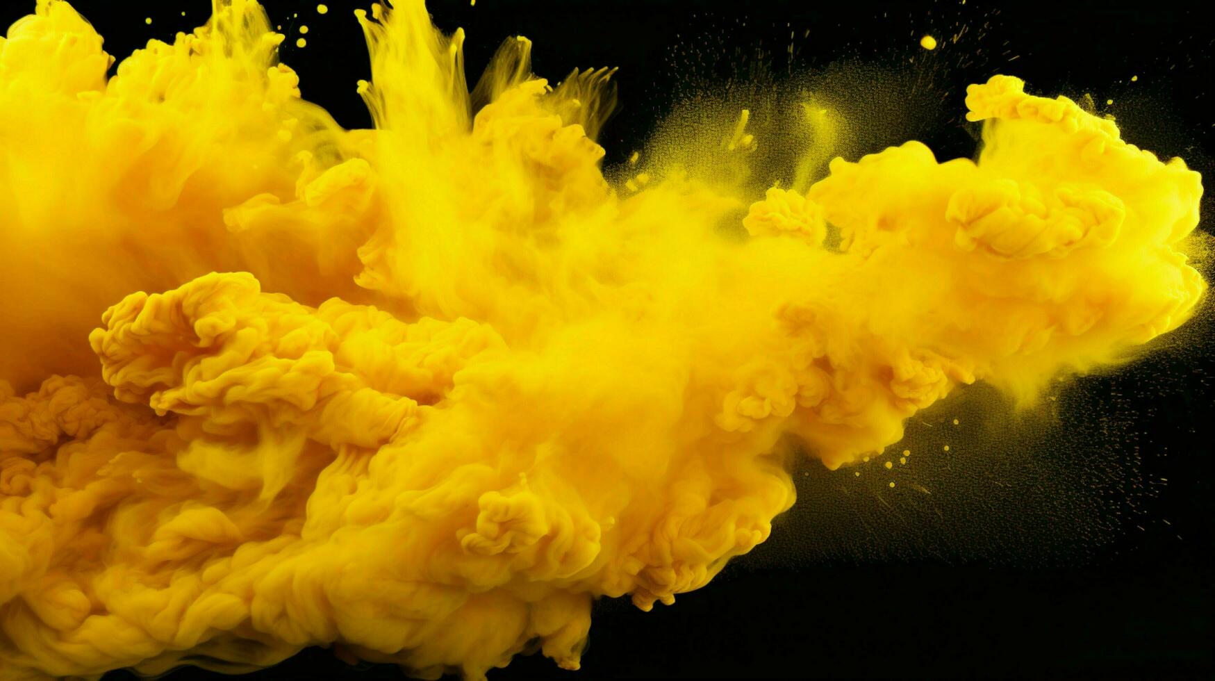 AI generated Lemon yellow color powder splash background photo