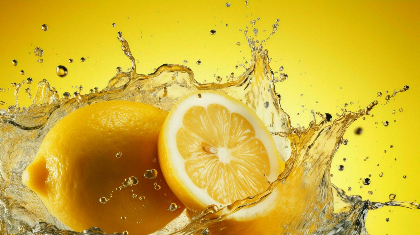 AI generated Lemon yellow color splash background photo