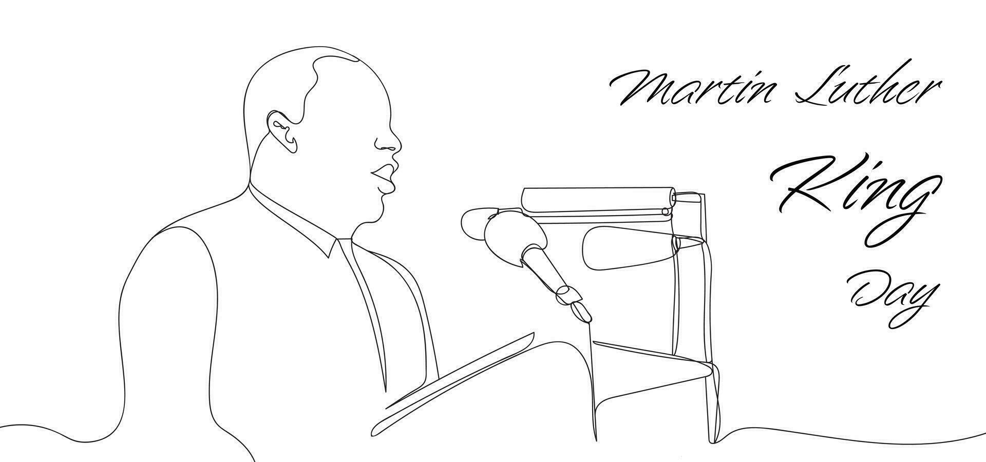 Martin Luther King Day outline single line banner. MLK Day contour line art speech concept. MLK Day vector background.