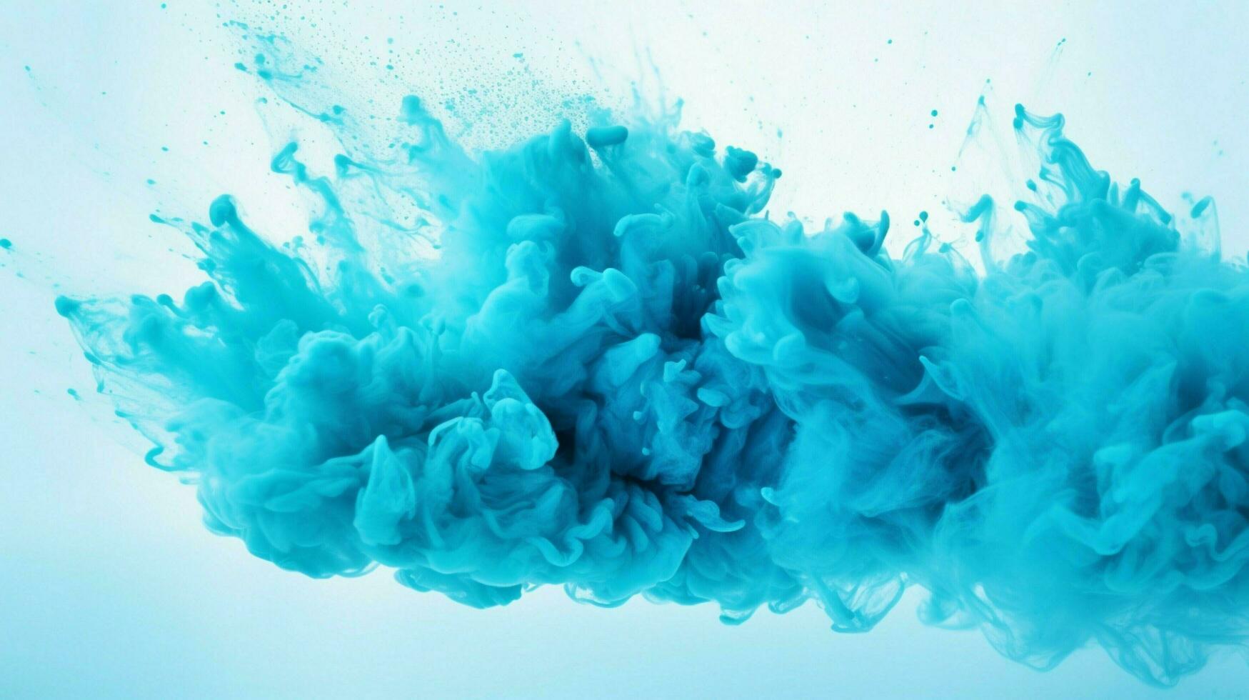 AI generated Cyan color powder splash background photo