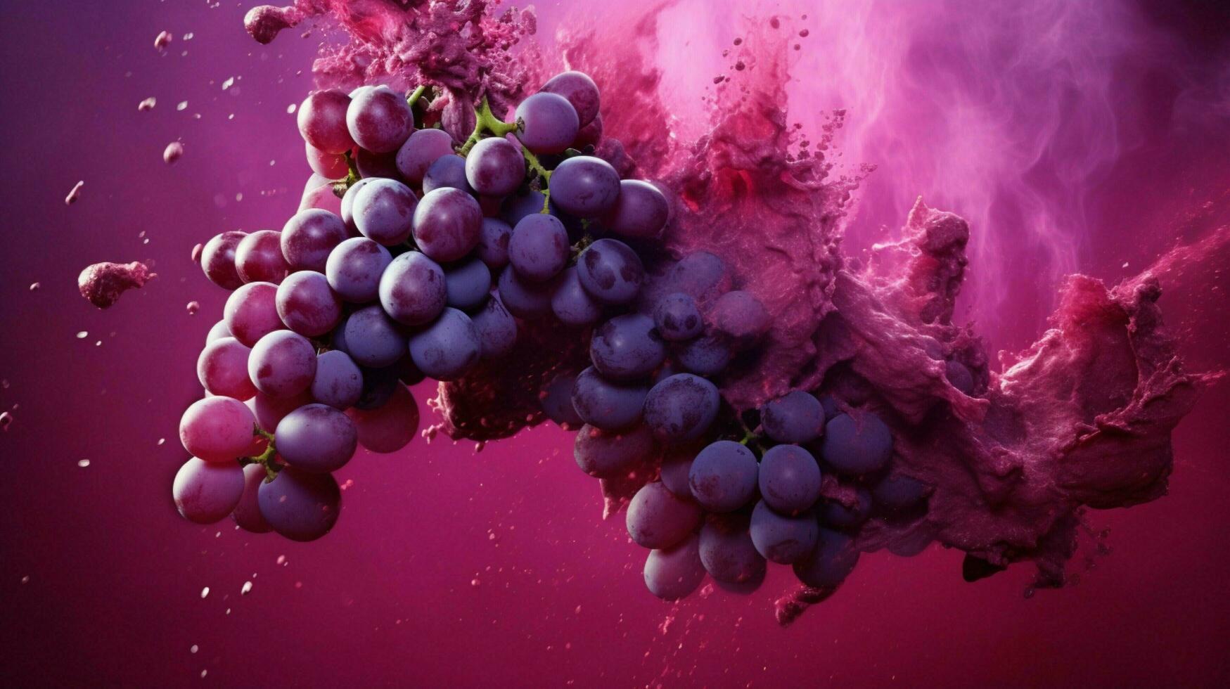 AI generated Grape vine color powder splash background photo