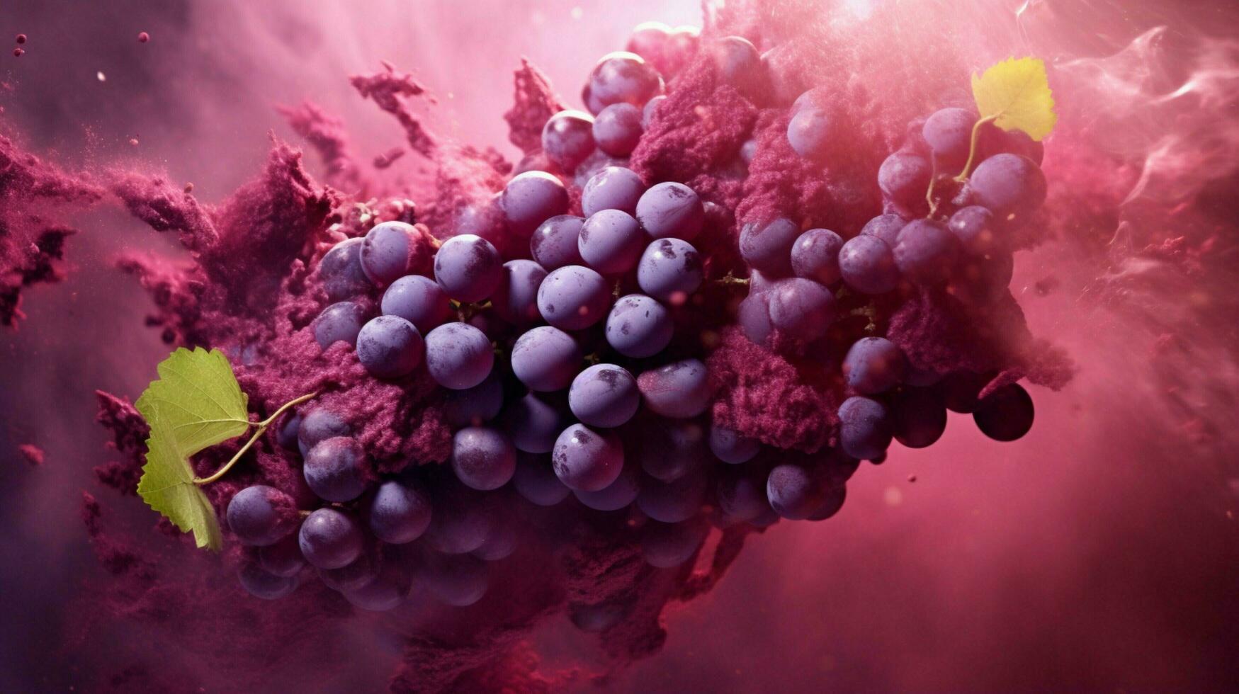 AI generated Grape vine color powder splash background photo