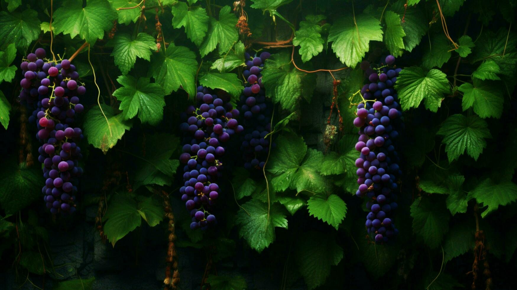 AI generated Grape vine background photo