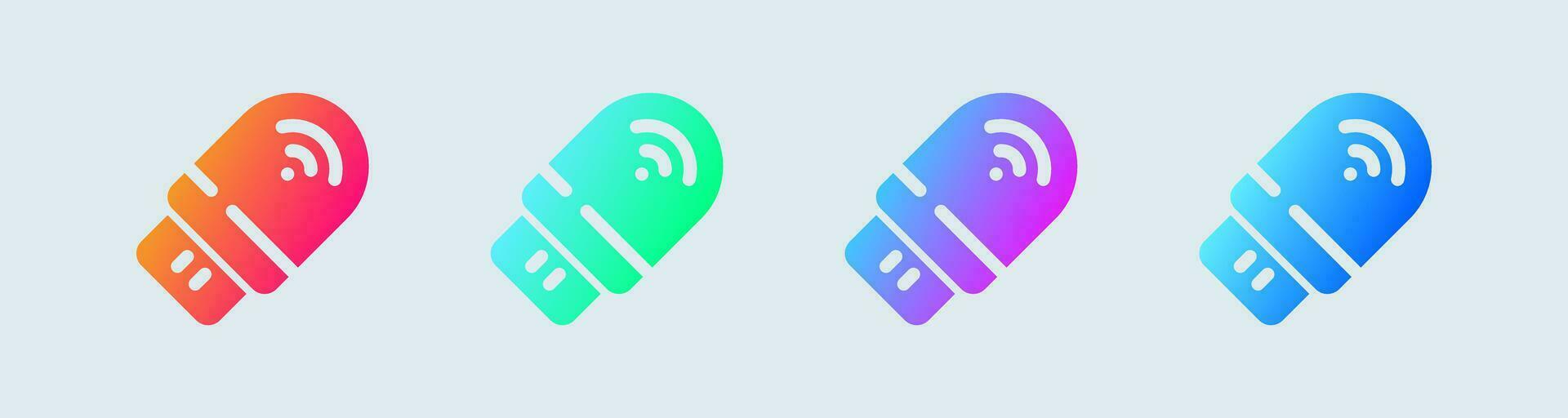 Usb modem solid icon in gradient colors. Network signs vector illustration.