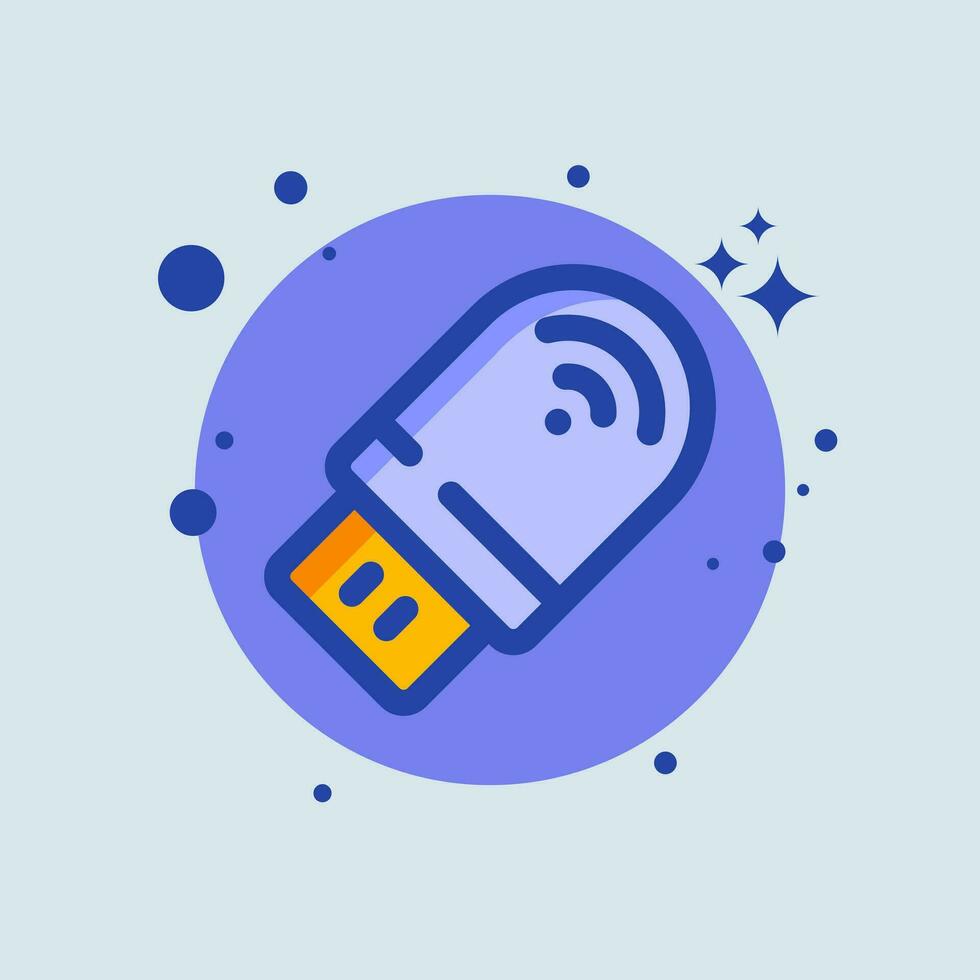 Usb modem flat illustration. Network signs vector illustration.