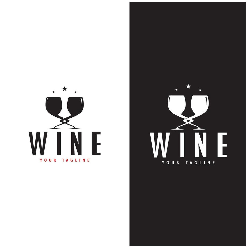 Wine logo with wine glasses and bottles.for night clubs,bars,cafe and wine shops. vector