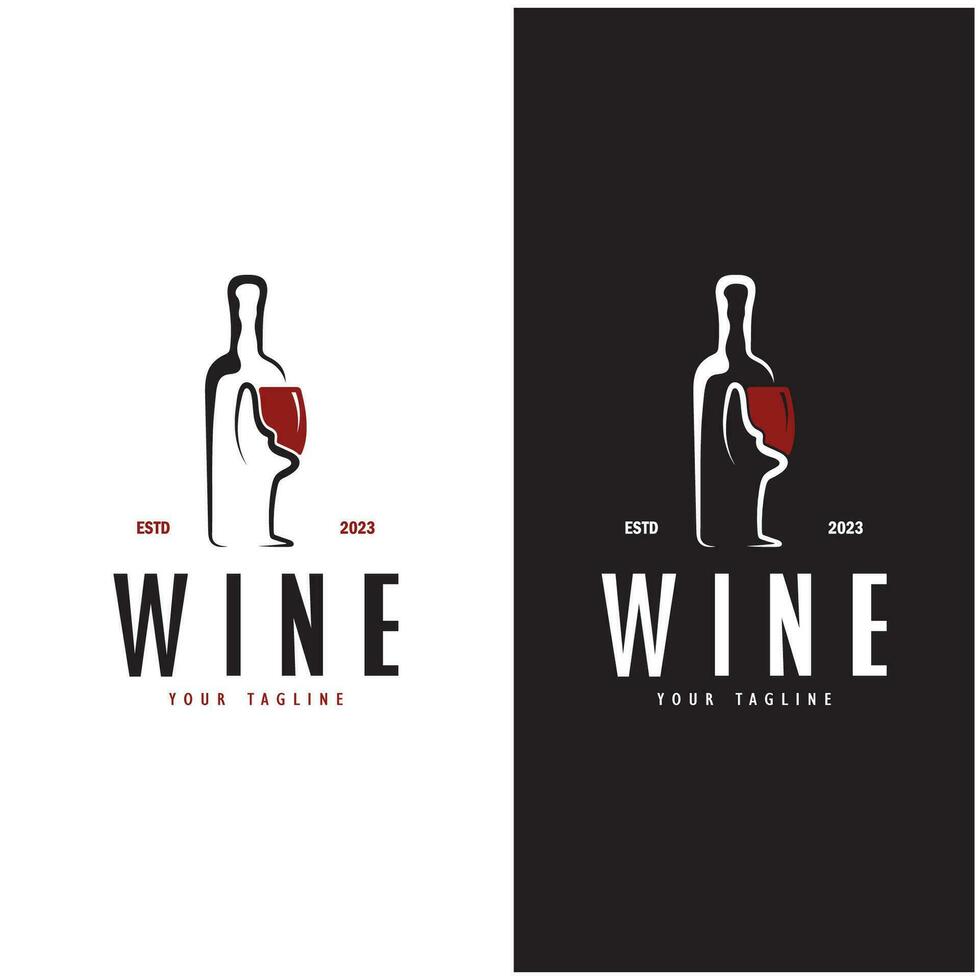 Wine logo with wine glasses and bottles.for night clubs,bars,cafe and wine shops. vector