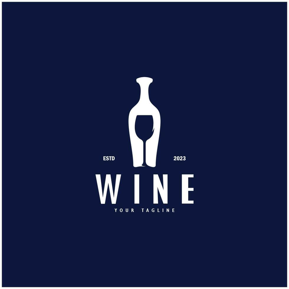 vino logo con vino lentes y botellas.para noche discotecas, bares, cafeterías y vino tiendas vector