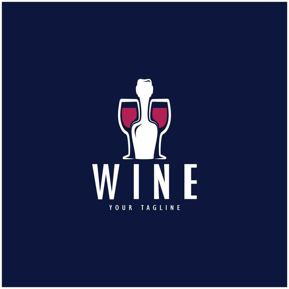 vino logo con vino lentes y botellas.para noche discotecas, bares, cafeterías y vino tiendas vector