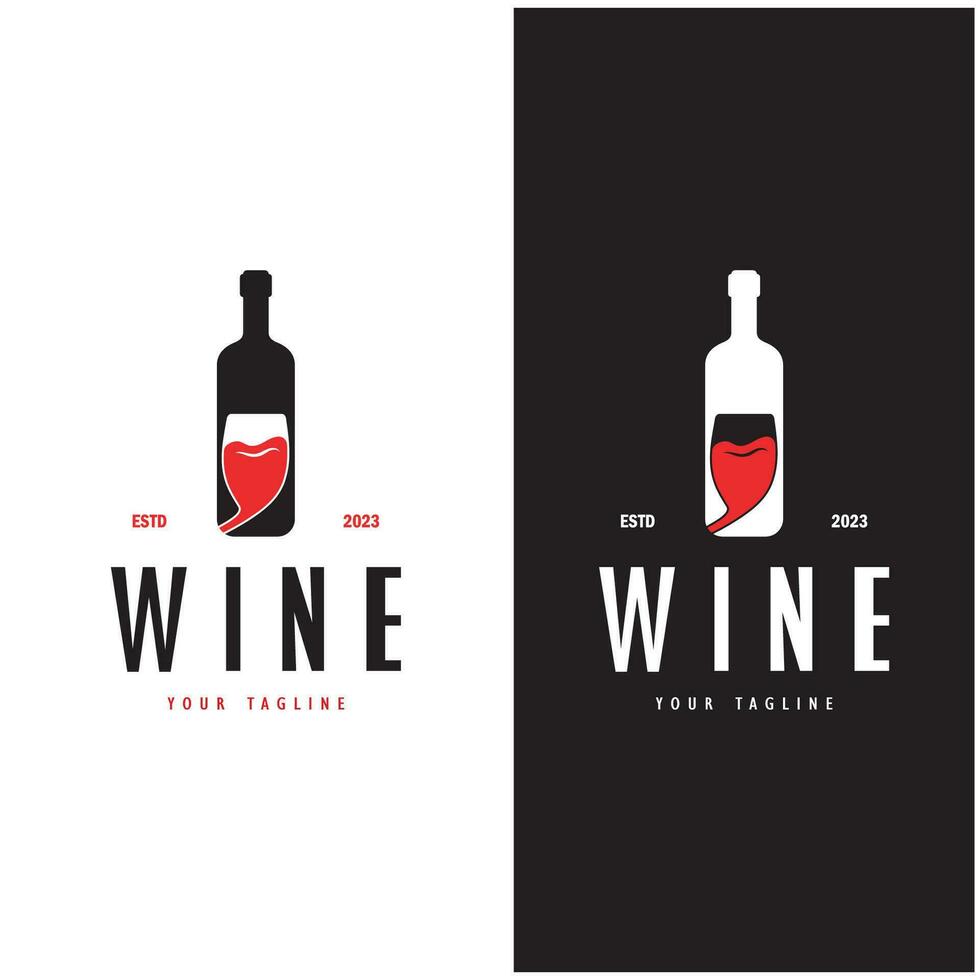 vino logo con vino lentes y botellas.para noche discotecas, bares, cafeterías y vino tiendas vector