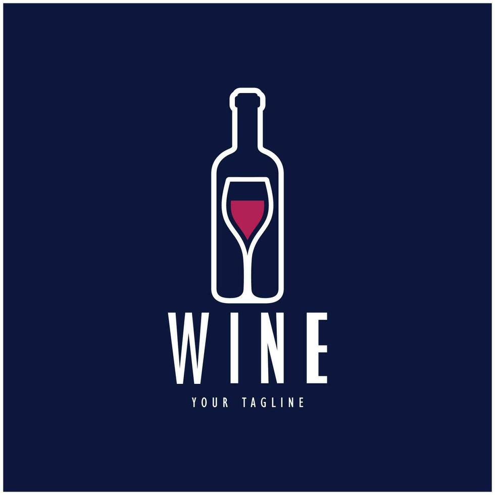 vino logo con vino lentes y botellas.para noche discotecas, bares, cafeterías y vino tiendas vector