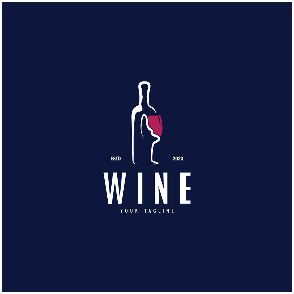 vino logo con vino lentes y botellas.para noche discotecas, bares, cafeterías y vino tiendas vector