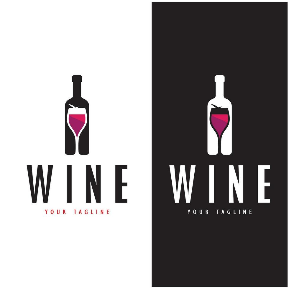 Wine logo with wine glasses and bottles.for night clubs,bars,cafe and wine shops. vector